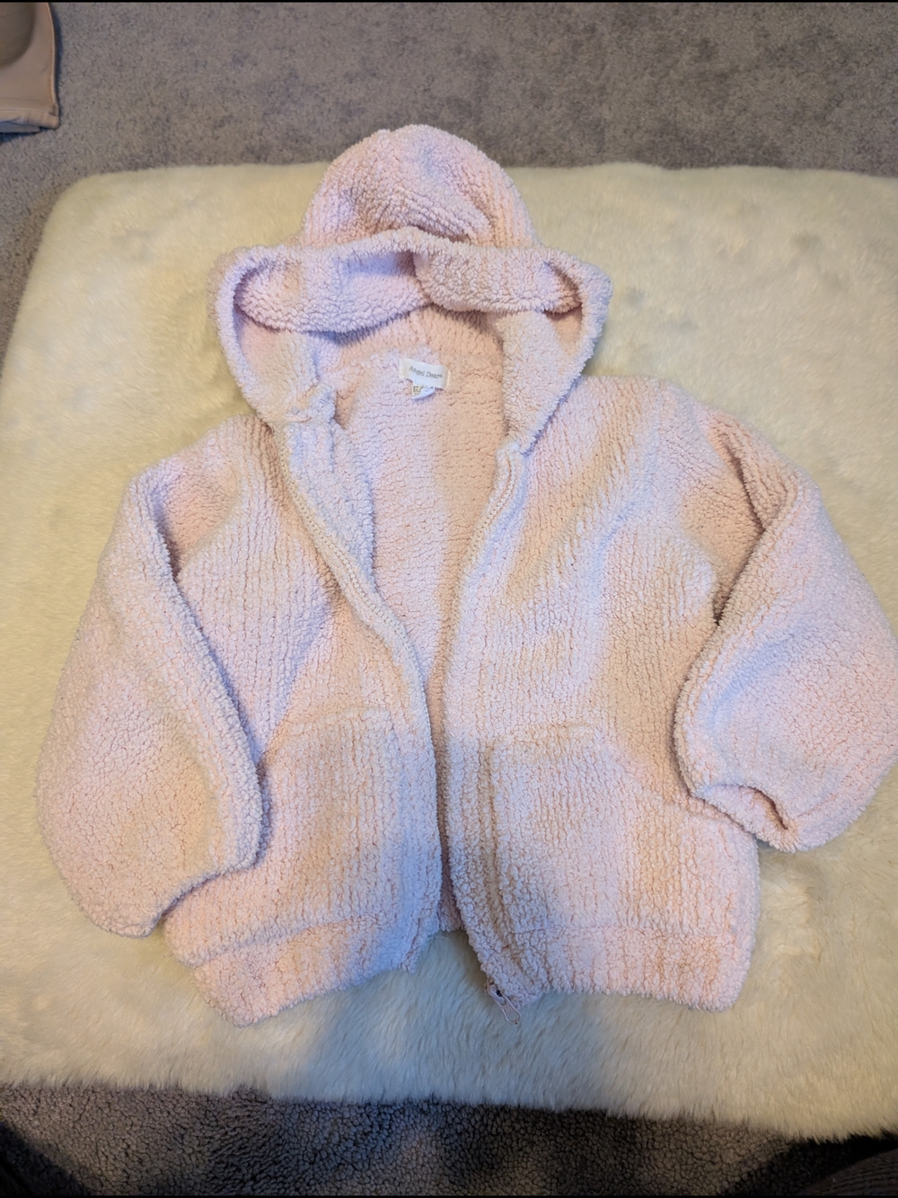 Angel Dear Plush Hooded Jacket - Pale Pink Flawed